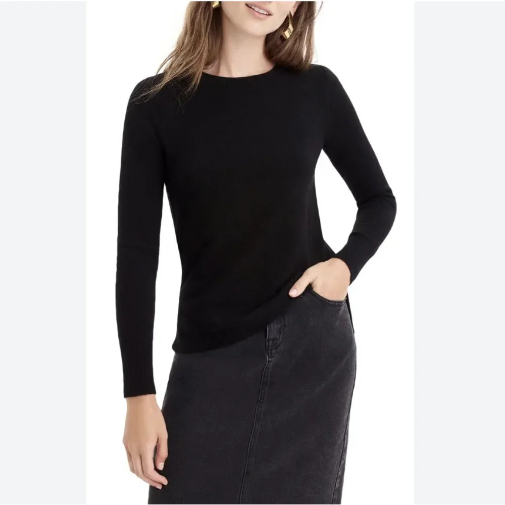 J. Crew 100% Cashmere Slim-Fit Crewneck Sweater Black Size XS
